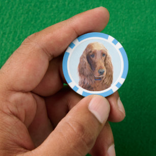 Irish Setter Painting - Cute Original Dog Art Poker Chips