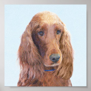 Irish Setter Painting - Cute Original Dog Art Poster
