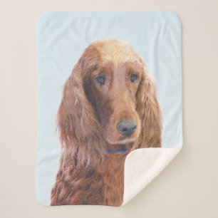Irish Setter Painting - Cute Original Dog Art Sherpa Blanket