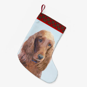 Irish Setter Painting - Cute Original Dog Art Small Christmas Stocking