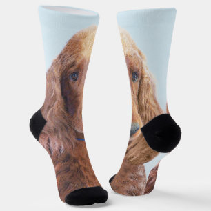 Irish Setter Painting - Cute Original Dog Art Socks