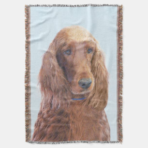 Irish Setter Painting - Cute Original Dog Art Throw Blanket