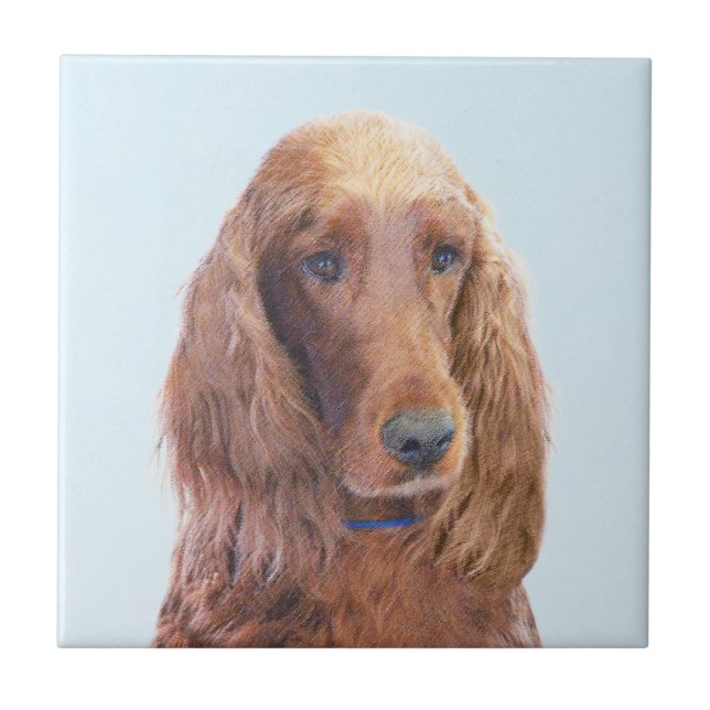 Irish Setter Painting - Cute Original Dog Art Tile (Front)
