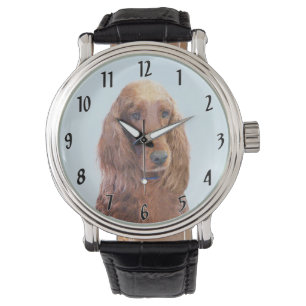 Irish Setter Painting - Cute Original Dog Art Watch