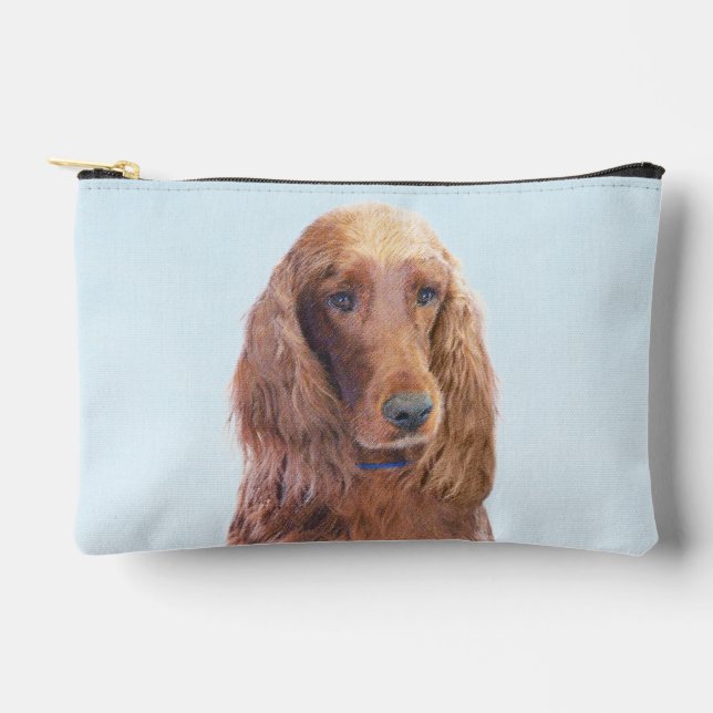 Irish Setter Painting Red Cute Original Dog Art Accessory Pouch (Front)