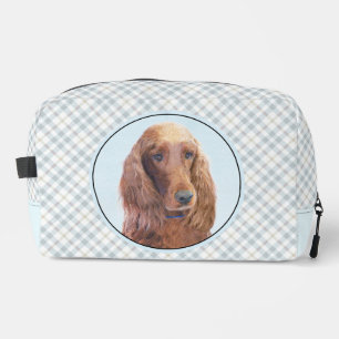 Irish Setter Painting Red Cute Original Dog Art Dopp Kit
