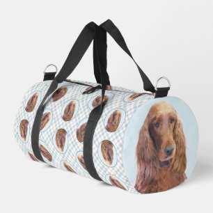 Irish Setter Painting Red Cute Original Dog Art Duffle Bag