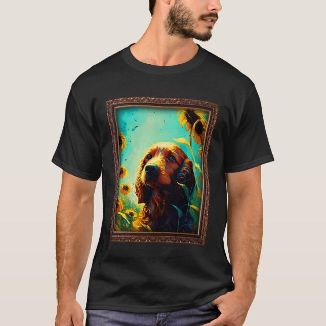 Irish Setter Painting Sunflower Flower Mom Women F T-Shirt (Front)