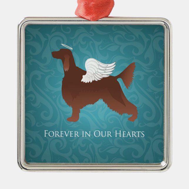 Irish Setter Pet Memorial Angel Dog Design Metal Tree Decoration (Front)