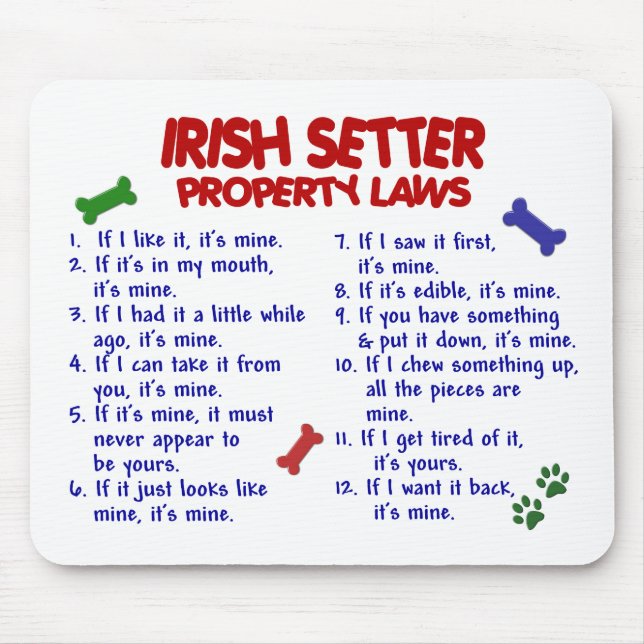 IRISH SETTER Property Laws 2 Mouse Mat (Front)