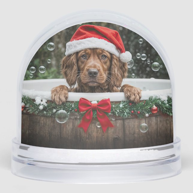 Irish Setter Puppy Dog Cute Christmas Holiday Snowglobe (Front)
