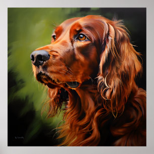 Irish Setter Realism Art Portrait Poster