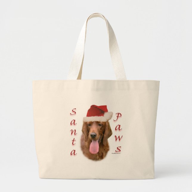 Irish Setter Santa Paws Large Tote Bag (Front)