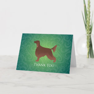 Irish Setter Silhouette Green Thank You Card