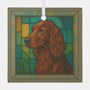 Irish Setter "Stained Glass"  Glass Tree Decoration