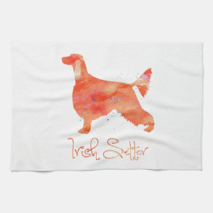 Irish Setter Watercolor Design Tea Towel