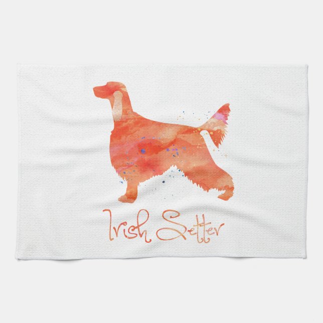 Irish Setter Watercolor Design Tea Towel (Horizontal)