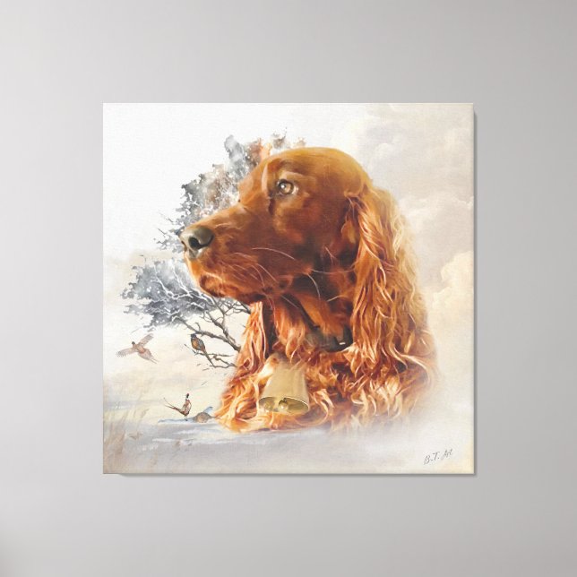 Irish setter with pheasant  canvas print (Front)