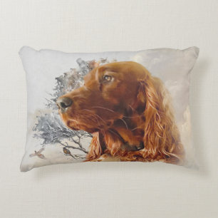 Irish setter with pheasant  decorative cushion