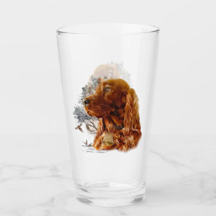 Irish setter with pheasant glass