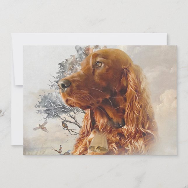 Irish setter with pheasant  invitation (Front)