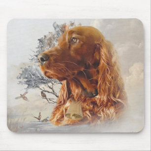 Irish setter with pheasant mouse mat