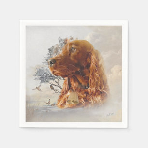 Irish setter with pheasant  napkin