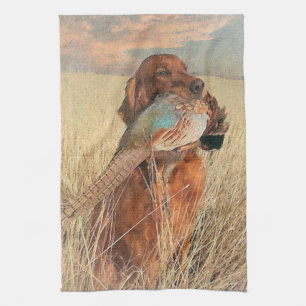 Irish Setter with pheasant       Tea Towel
