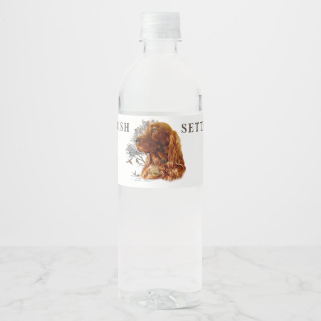 Irish setter with pheasant  water bottle label (Front)