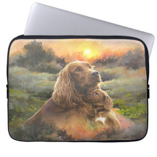 Irish setter with puppy laptop sleeve