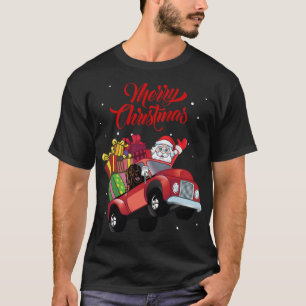 Irish Setter With Santa Claus In Red Truck Dog T-Shirt