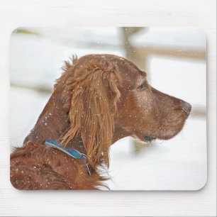 Irish Setter with snowflakes Mouse Mat