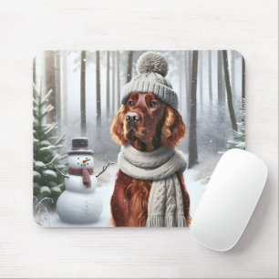 Irish Setter With Snowman Mouse Mat