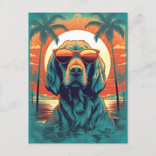 Irish Setter with sunglasses at the beach Postcard