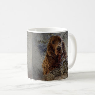 Irish setter with woodcock      coffee mug