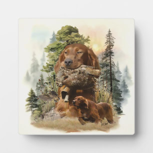 Irish Setter , Woodcock hunting, Art Plaque