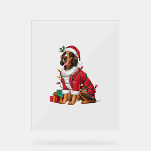 Irish Setter Xmas Lighting Santa Irish Setter Dog Acrylic Sign