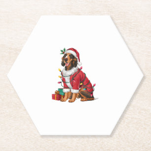 Irish Setter Xmas Lighting Santa Irish Setter Dog Paper Coaster