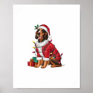 Irish Setter Xmas Lighting Santa Irish Setter Dog Poster