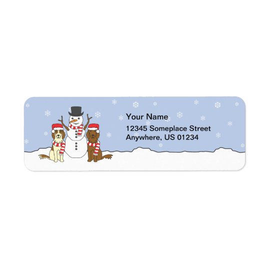 Irish Setters and Snowman Return Address Label