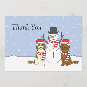 Irish Setters and Snowman Thank You Card