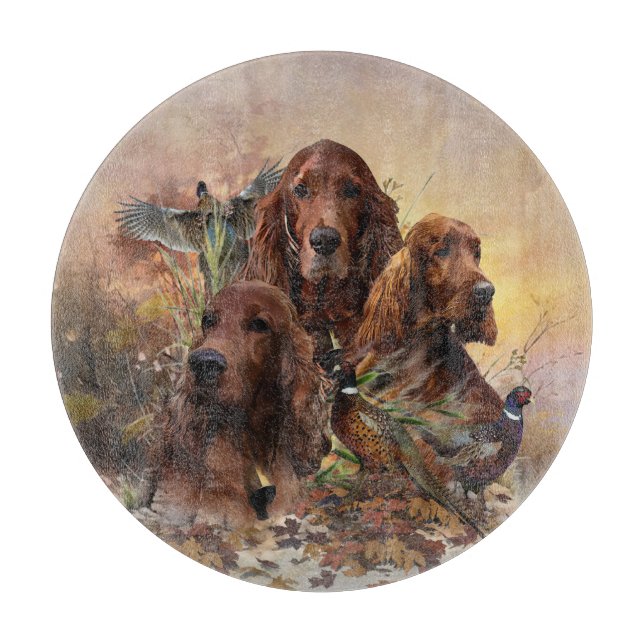  Irish Setters with Pheasants - Passion Hunt Cutting Board (Front)