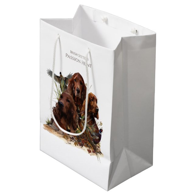  Irish Setters with Pheasants - Passion Hunt Medium Gift Bag (Front Angled)
