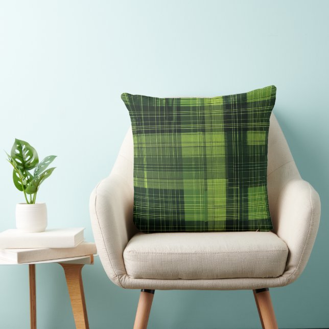 IRISH SHADES OF GREEN PLAID PATTERNS CUSHION (Chair)
