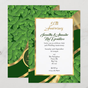 Irish shamrock 50th wedding anniversary invitation