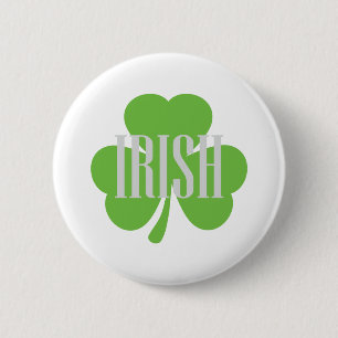 irish shamrock 6 cm round badge
