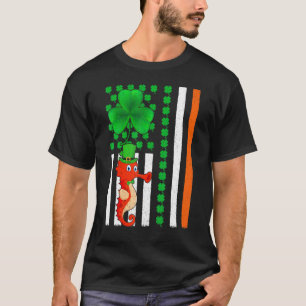 Irish Shamrock American Flag Seahorses Fish St Pat T-Shirt