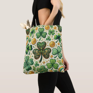 Irish Shamrock and Gold St. Patrick's Day Tote Bag