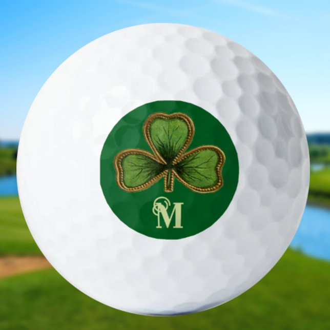 Irish Shamrock and Green St Patrick's Day Monogram Golf Balls (Creator Uploaded)