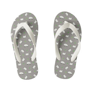 Irish Shamrock and Sheep Pattern Kid's Flip Flops